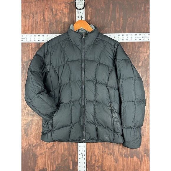 REI Puffer Jacket Down‎ Full Zip Insulated Hiking Outdoors Black Womens Medium - Picture 1 of 5